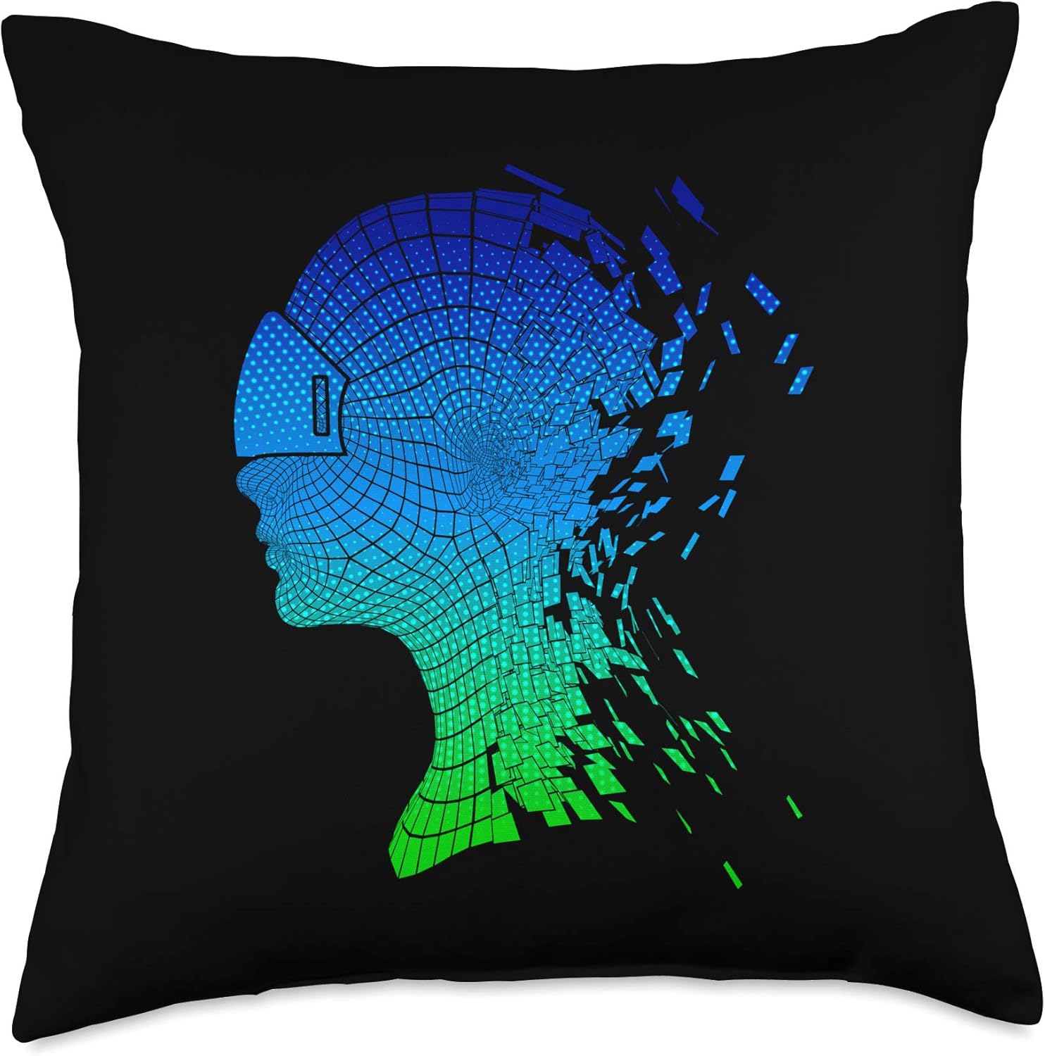 VR Virtual Reality Headset Design for Geeks Nerds and Gamers Throw Pillow, 18×18, Multicolor