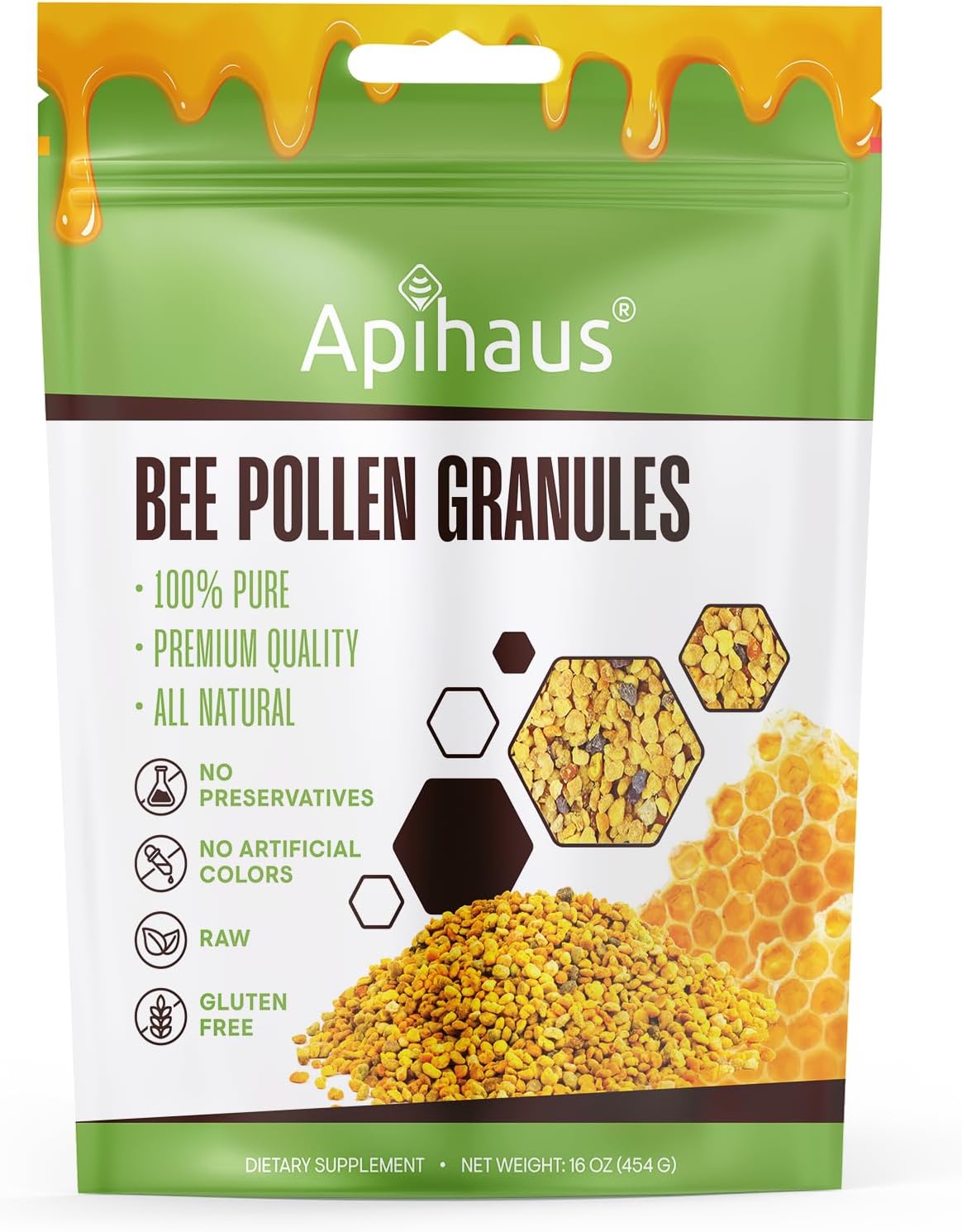 Bee Pollen Granules 1 lb. – 100% Pure – Fresh Raw Bee Pollen – Superfood Packed – Premium Quality Bee Pollen, Gluten Free