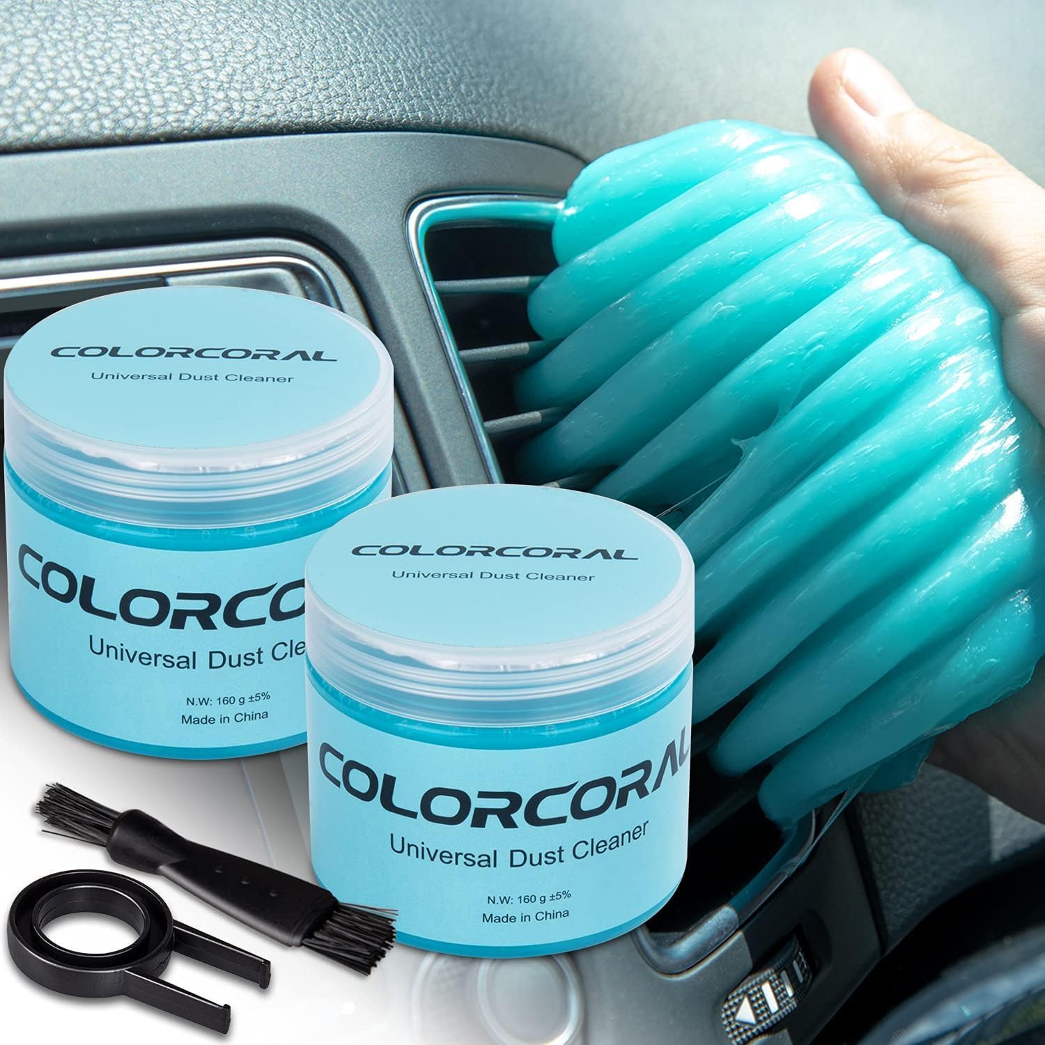 COLORCORAL 2Pack Cleaning Gel Universal Dust Cleaner for Car Vent Keyboard Cleaning Detailing Slime Putty Cleaning Kit Car Accessories, Stocking Stuffers for Adults Men Women Kids Teens