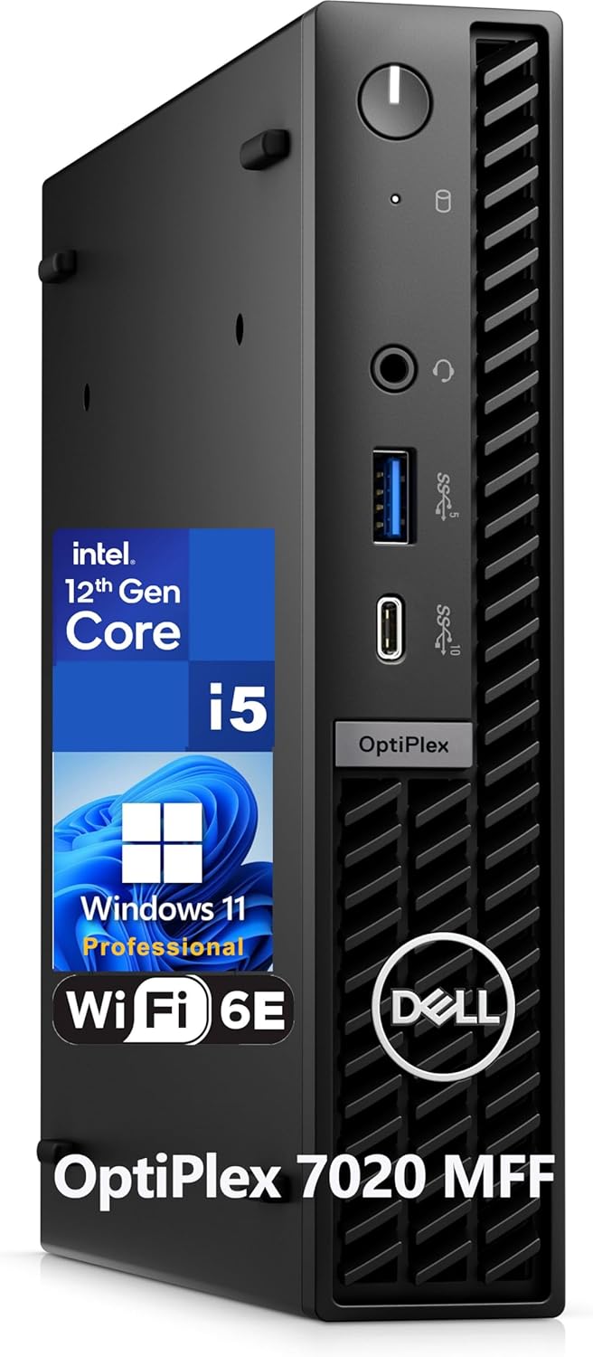 Dell OptiPlex 7020 MFF 7000 Series Micro Form Factor Mini Business Desktop Computer, 12th Gen Intel Hexa-Core i5-12500T (Beat i7-11700T), 32GB DDR5 RAM, 1TB PCIe SSD, WiFi 6E, RJ-45, Windows 11 Pro