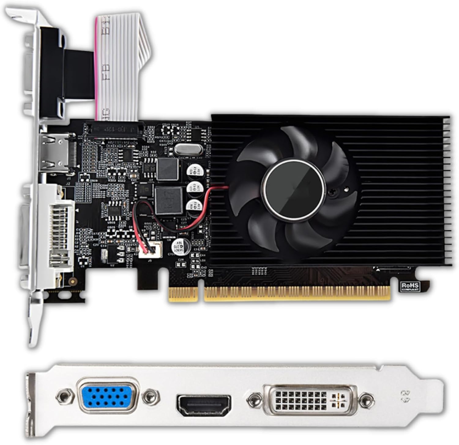 GT610 Computer Graphics Card, 2GB DDR3 64bit PCI Express X16 Gaming Graphics Card with DVI, VGA, HDMI Interface for Computer Desktop