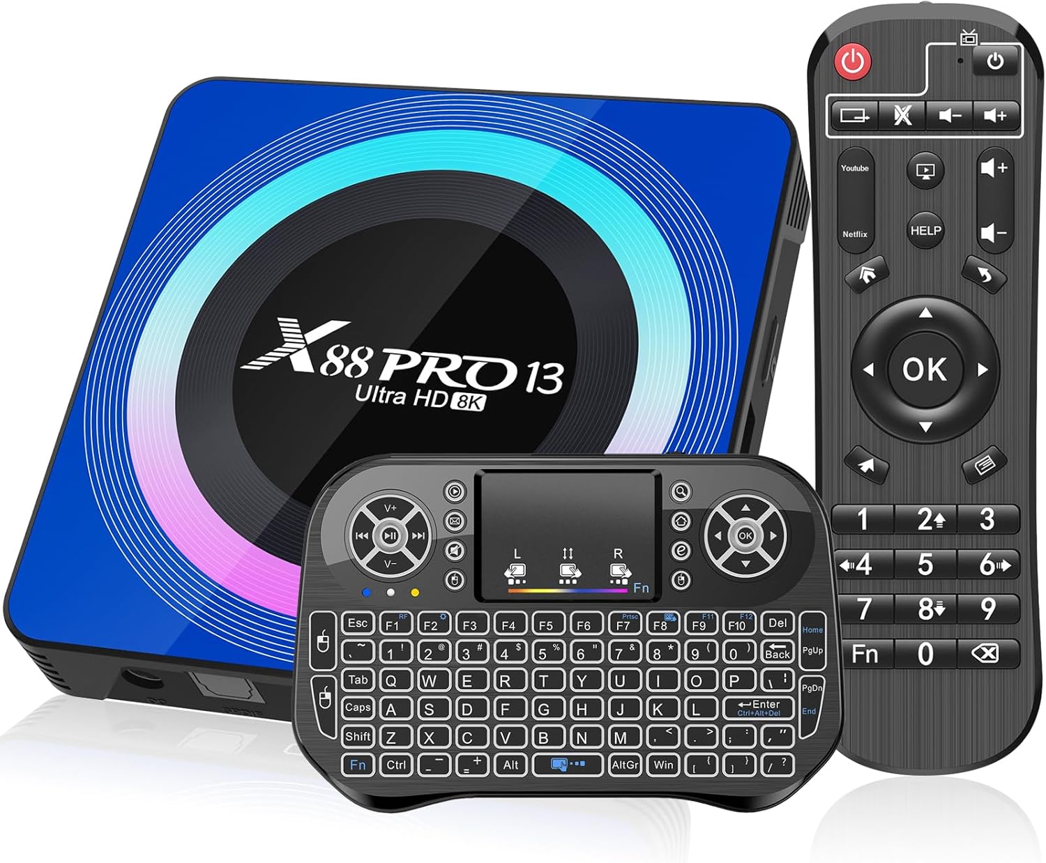 Android 13.0 TV Box X88PRO13 with Mini Wireless Keyboard