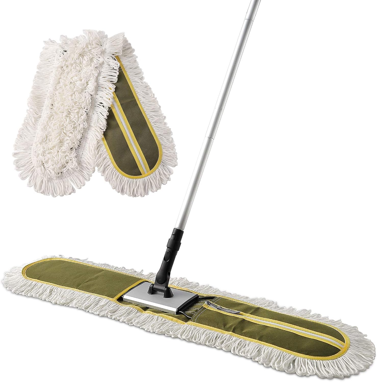 36″ Commercial Dust Mops for Floor Cleaning Heavy Duty Floor Duster Mop with Long Handle Hotel Gym Household Cleaning Supplies for Hardwood, Tiles, Marble Floors,Green