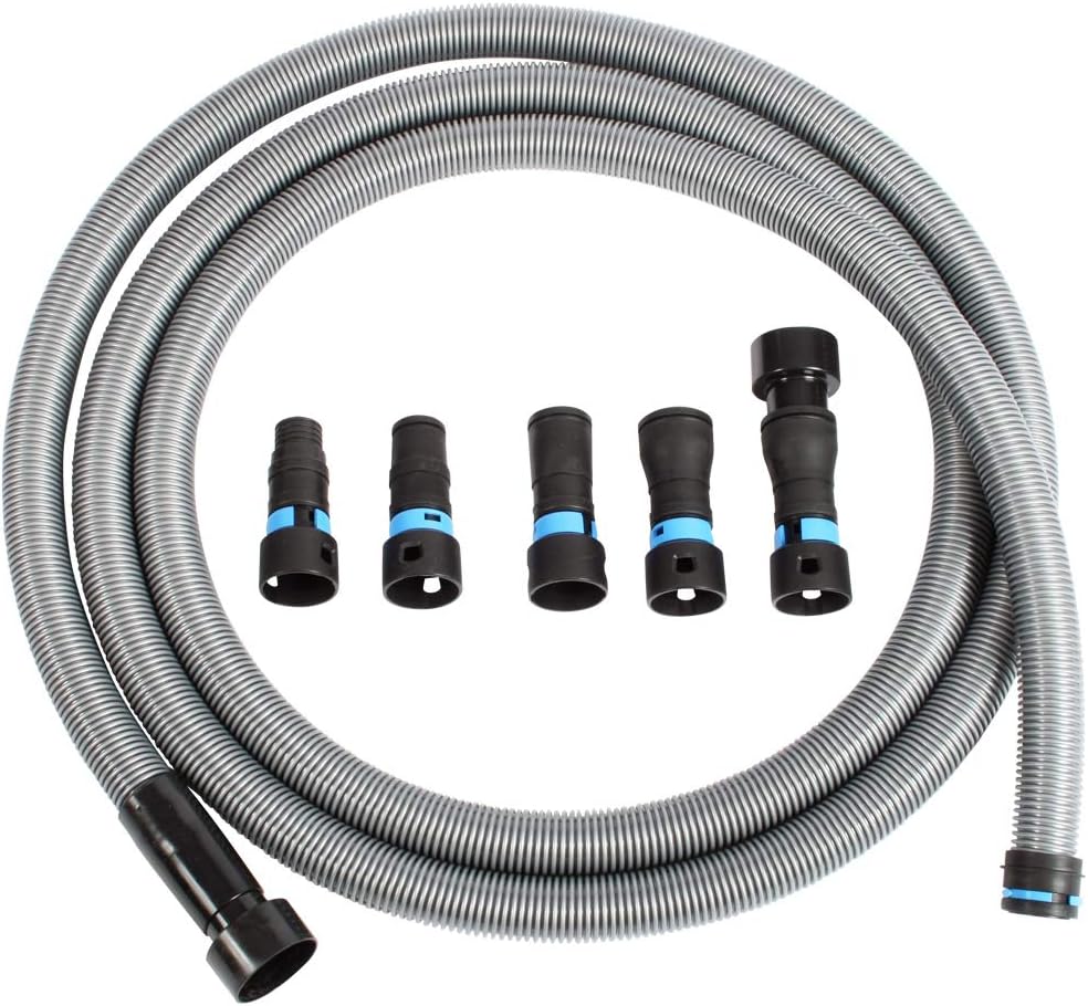 Cen-Tec Systems 94709 Quick Click 16 Ft. Hose for Home and Shop Vacuums with Expanded Multi-Brand Power Tool Adapter Set for Dust Collection