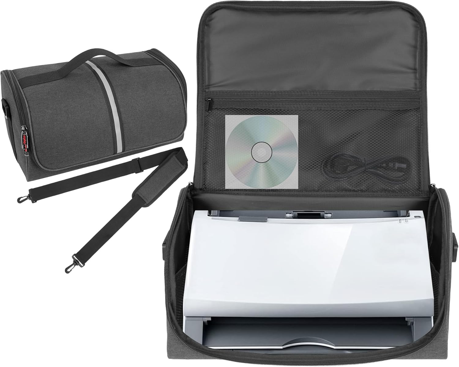 Large Document Scanner Carrying Case Bag, Dust-Proof, Anti-Scratch, With Handle and Shoulder Strap Compatible with Plustek Scanner, Fujitsu Fi series, Brother and Raven Scanner Use-Dark Grey