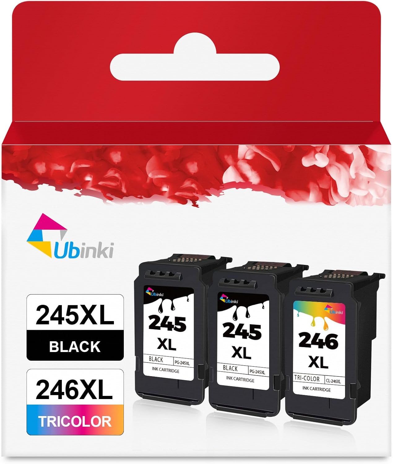 245XL 246XL Ink Cartridge (2 Black and 1 Color,3-Pack) Compatible for Canon Ink 245 and 246 XL combo to TR4500 MX490 MG2522 MX492 TR4520 TS3322 TR4522 TS3122 TS3300 MG2522 TS3320 TS3100 Printer