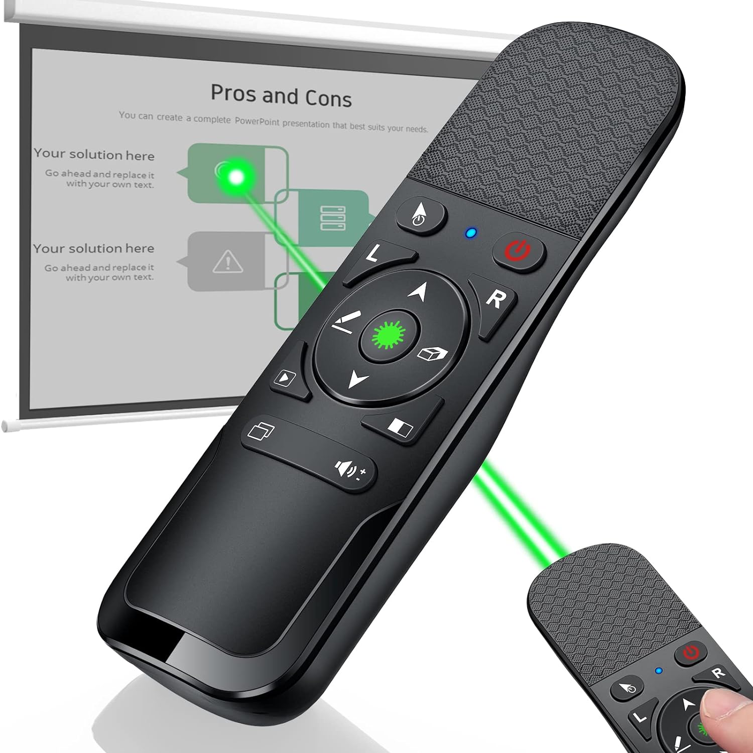 Presentation Clicker Mouse Control with Green Light for PowerPoint Presentations, Wireless Presenter Remote Control Slide Clicker for Classroom Office