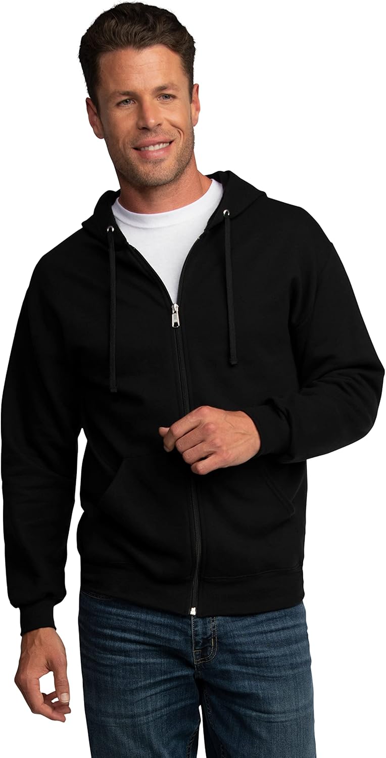 Fruit of the Loom Men’s Eversoft Fleece Hoodies, Moisture Wicking & Breathable, Full Zip Hooded Sweatshirt