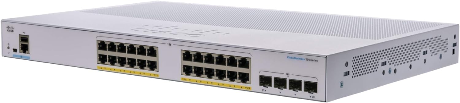 Cisco Business CBS250-24P-4G Smart Switch | 24 Port GE | PoE | 4x1G SFP (CBS250-24P-4G-NA) (Renewed)