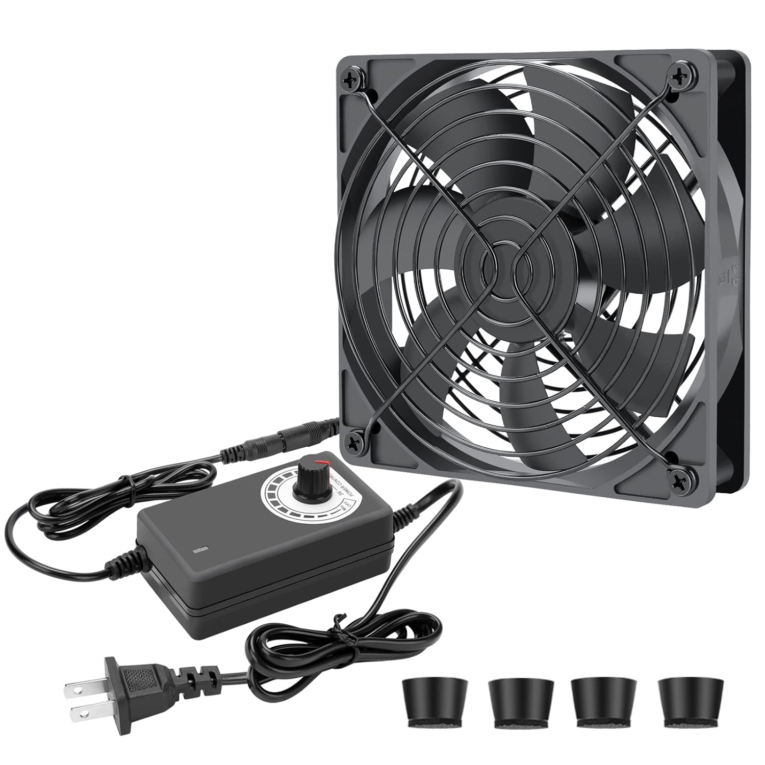 120mm Computer Fan with AC Plug, 110V 120V 220V 240V AC Variable Speed Fan AC Powerful Fan for Mushroom Growing, Receiver, Amplifier, Biltong Box, X-Box, Sound System Cooling