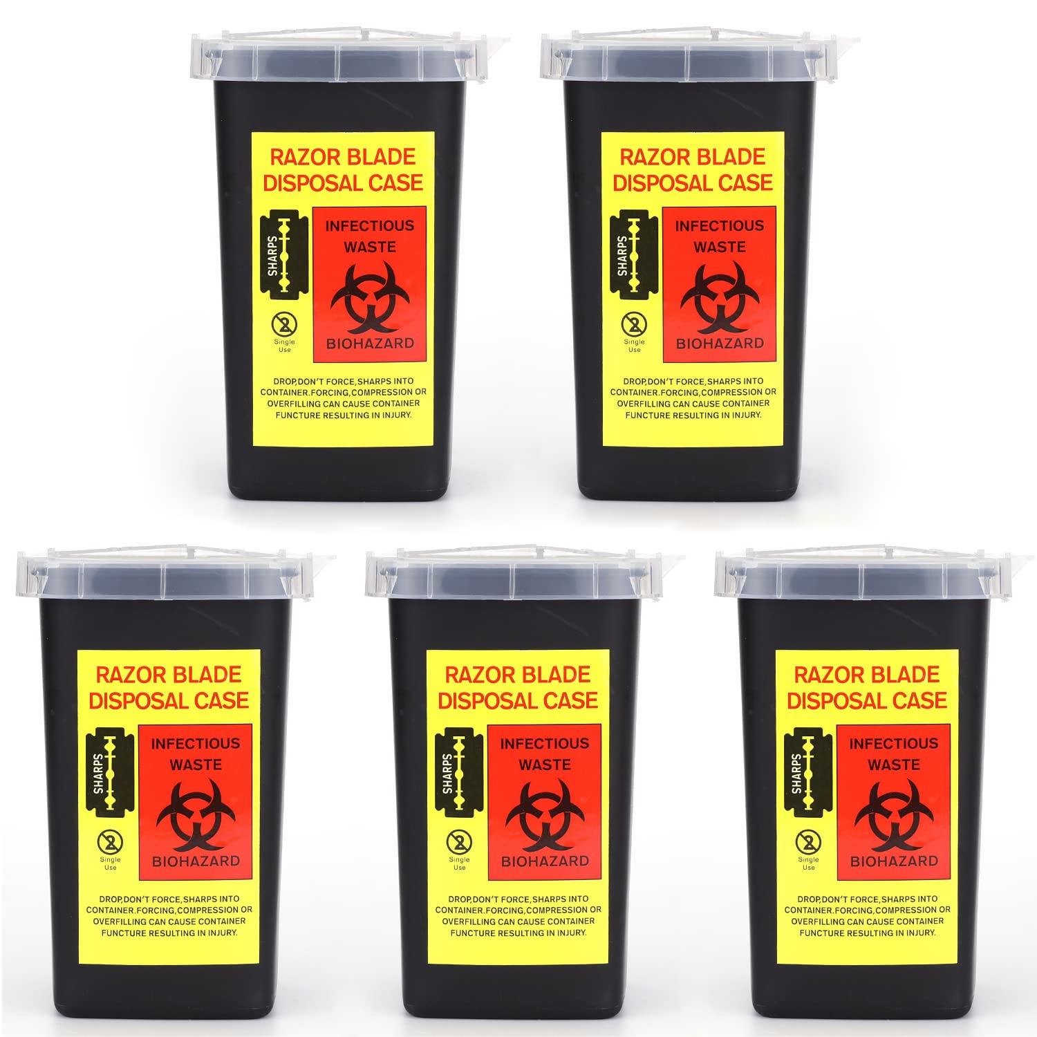 5 Pack Sharps Container Blade Disposal Containers Tattoo Syringe Needle Trash Can Case Barber Razor Storage Dispenser Biohazard Infectious Waste Case for Home Professional Use (5PCS)