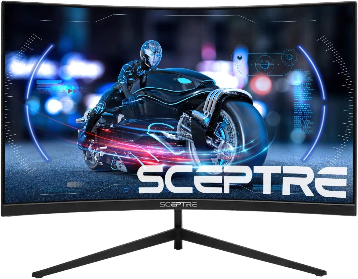 Sceptre Curved 24″ FHD 1080p Gaming LED Monitor R1200 HDMI DisplayPort 165Hz 144Hz FreeSync G-Sync Compatible, Edgeless Build-in Speakers Machine Black 2021 (C248B-1858RN)