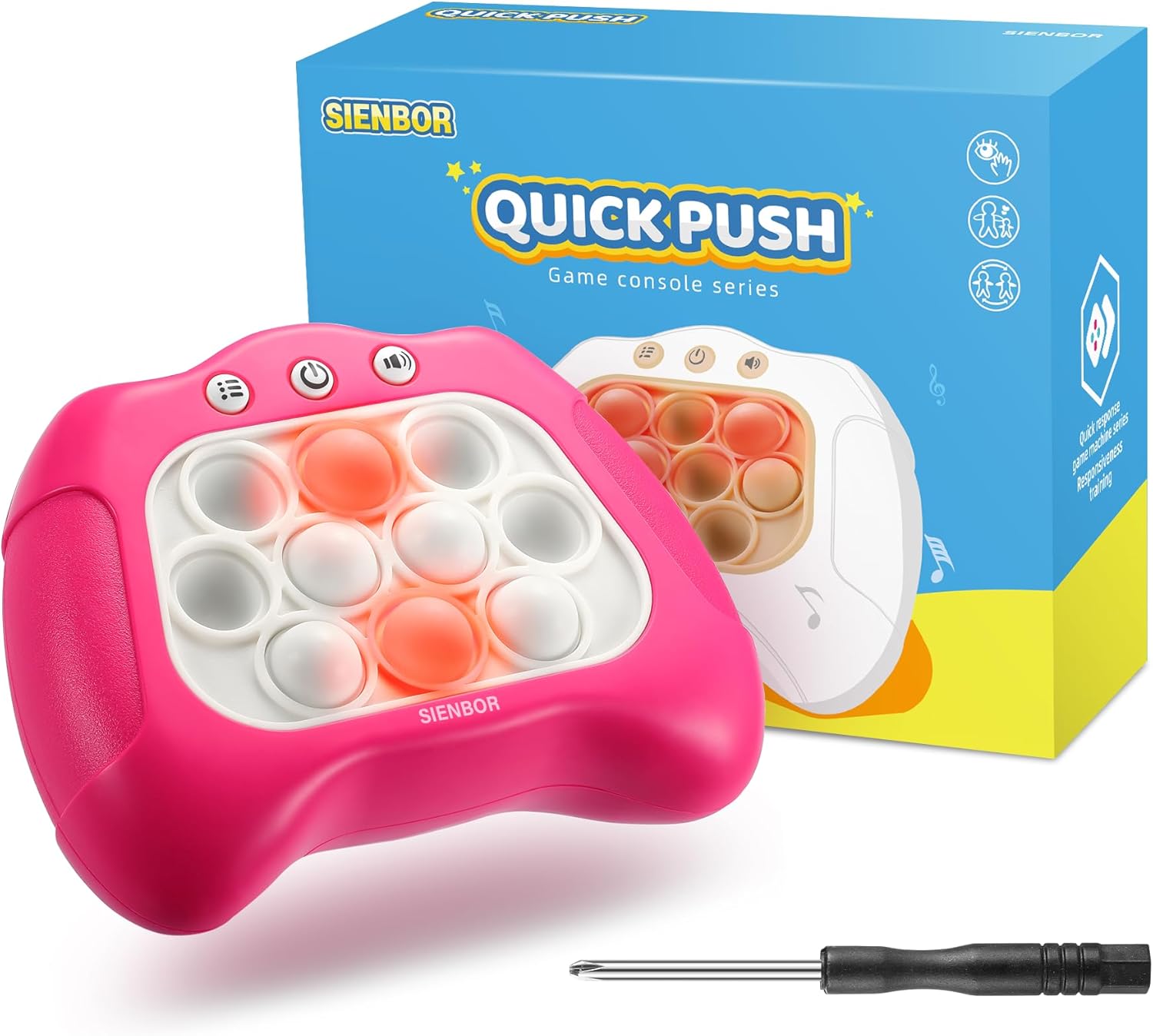 Quick Push Game Console ,4 Modes Games, A Toy Game Machine That Exercises Reaction Ability and Improves Concentration |Teens Boys & Girls Ages 3-12 Years Old & Up (Suitable for Girls in Pink)