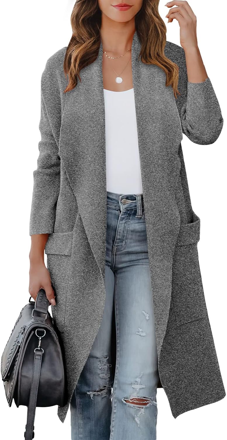 ANRABESS Women’s Long Cardigan Sweater 2024 Fall Fashion Casual Oversized Knit Open Front Coatigan Jacket Coat Trendy Outfits