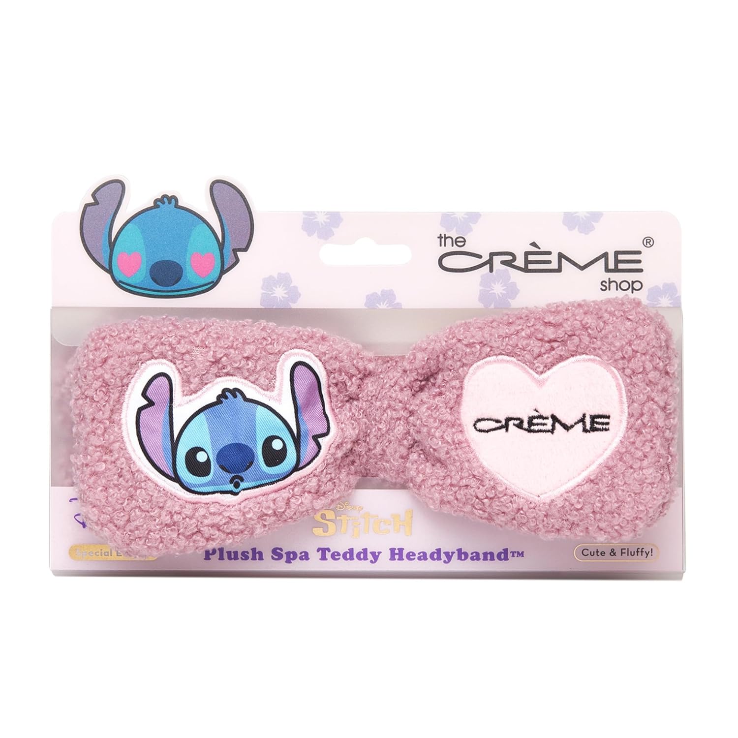 The Crème Shop Plush Spa Teddy Headyband, Headband for Washing Face, Skincare Headbands, Headbands for Women (Stitch)