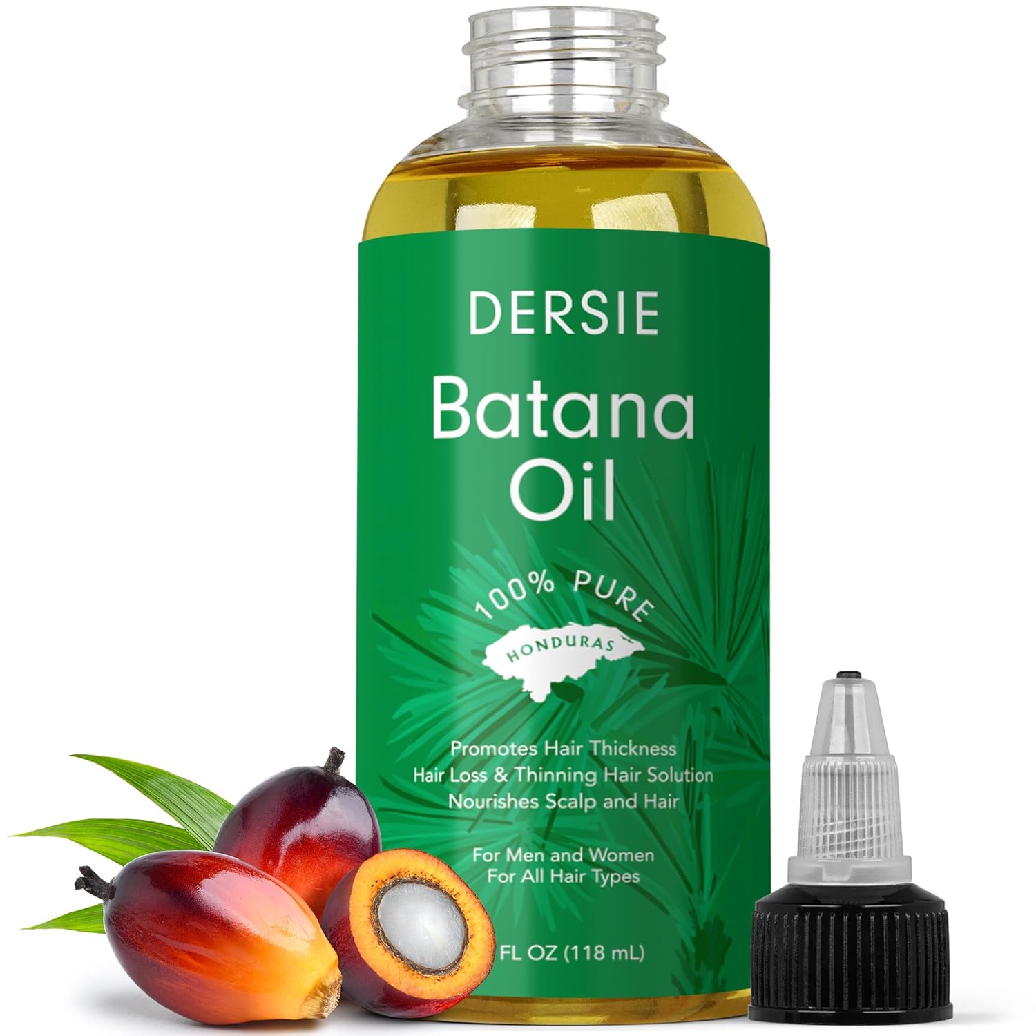 Batana Oil for Hair Growth: Dr Sebi Organic Raw Batana Oil from Honduras – 100% Pure & Natural – For Thicker & Stronger Hair – 4 FL OZ