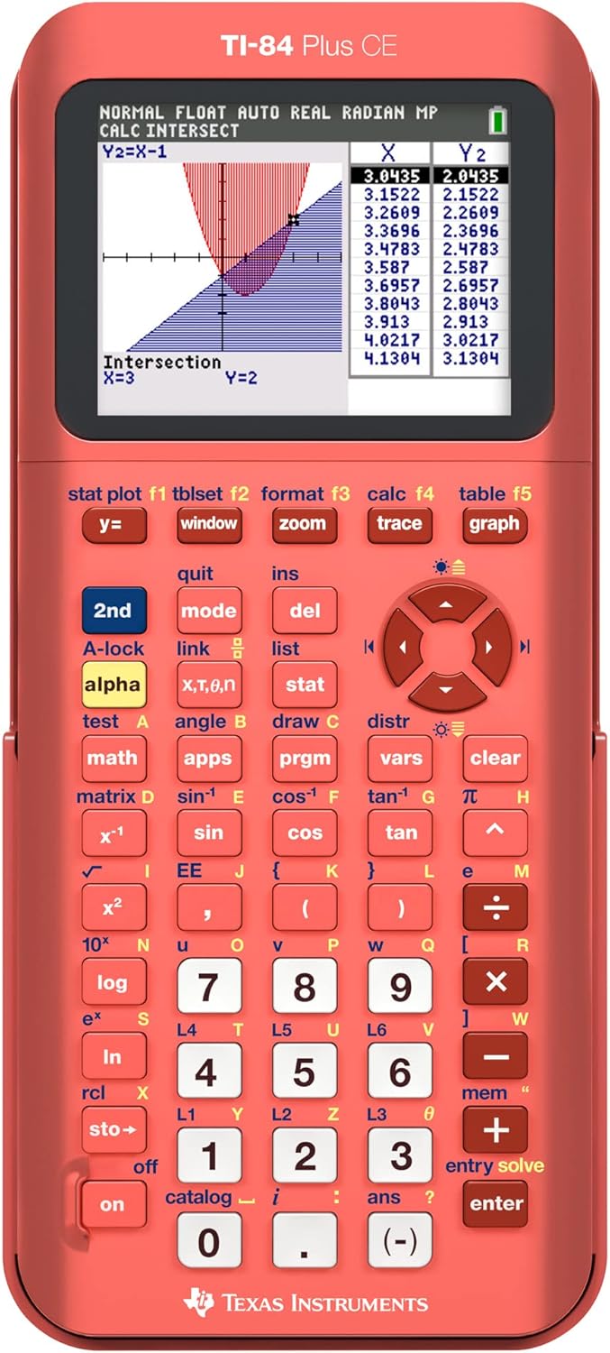 TI-84 Plus CE Color Graphing Calculator, Coral (Metallic)