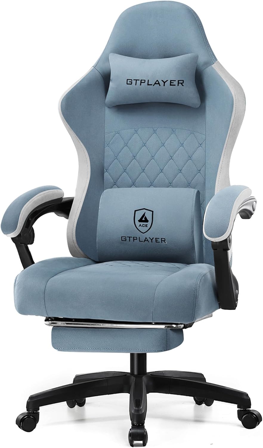 GTPLAYER Gaming Chair, Computer Office Chair with Pocket Spring Cushion, Linkage Armrests and Footrest, High Back Ergonomic Computer Chair with Lumbar Support Task Chair with Footrest