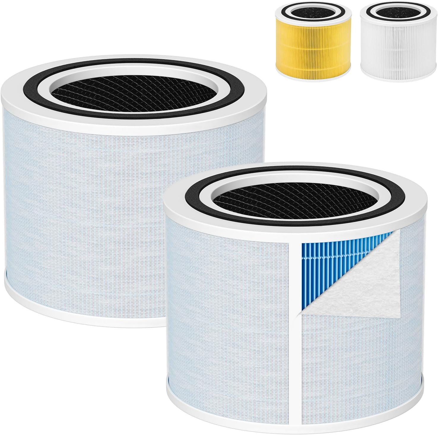 Core 300 Smoke Remover Replacement Filter for LEVOIT Core 300/Core300-P Core 300S/300S-P VortexAir Air Purifier, 4-IN-1 H13 True HEPA, Activated Carbon Filtration System, Core 300-RF-SR (Blue), 2 Pack