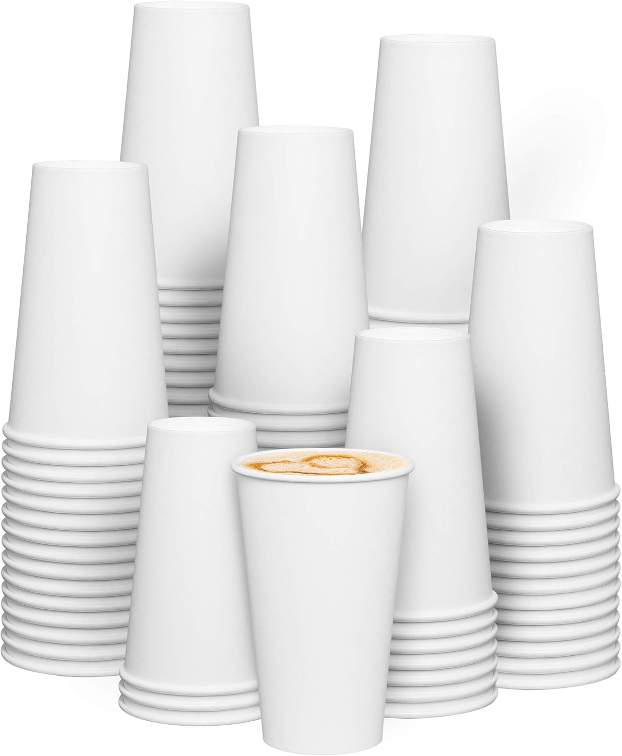 GUSTO [16 oz. – 200 Count Disposable White Paper Cups, Hot Coffee Cups – Eco-Friendly Hot Cups (Formerly Comfy Package)