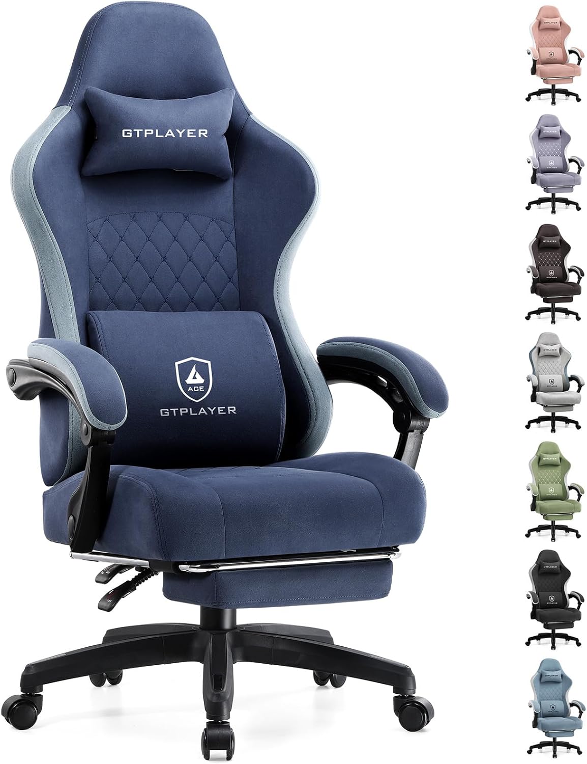 GTPLAYER Gaming Chair, Computer Office Chair with Pocket Spring Cushion, Linkage Armrests and Footrest, High Back Ergonomic Computer Chair with Lumbar Support Task Chair with Footrest