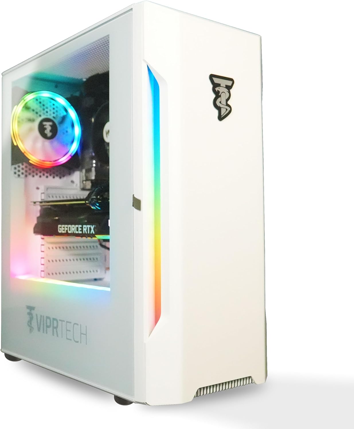 ViprTech Rebel 4.0 Gaming PC – AMD Ryzen 7 (4.1Ghz Turbo), RTX 4060 8GB, 32GB DDR4 3200, 1TB NVMe SSD, VR-Ready, Streaming, WiFi BT, RGB, Win 11 Pro, Prebuilt Desktop Computer White