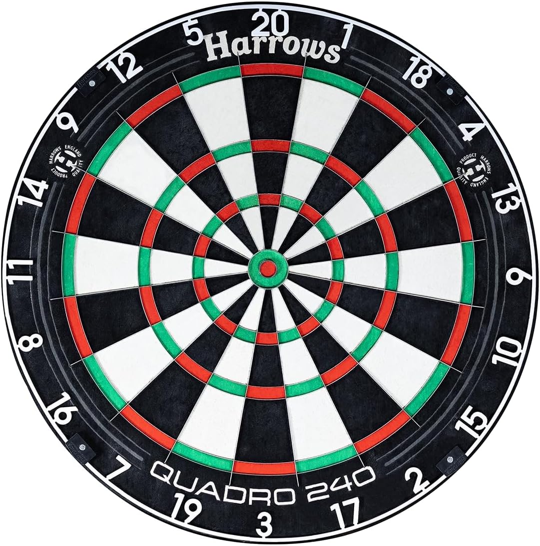 Harrows Dart Board Quadro I Unique and Exclusive 3 Scoring Zones I Ultimate Challenge 240 Maximum Score I Darts Board with Ultra Thin Knife Wire I Compatible with Dart Board Stand, Dart Board Lighting