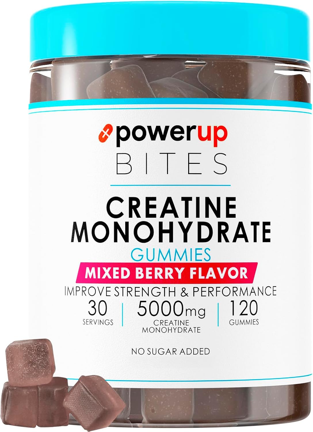 Creatine Monohydrate Gummies for Men & Women, 100% Creatine Mixed Berry Gummies, 5g per Serving + Vegan, Sugar Free + Strength, Energy, Muscle & Booty Gain – 120 Count