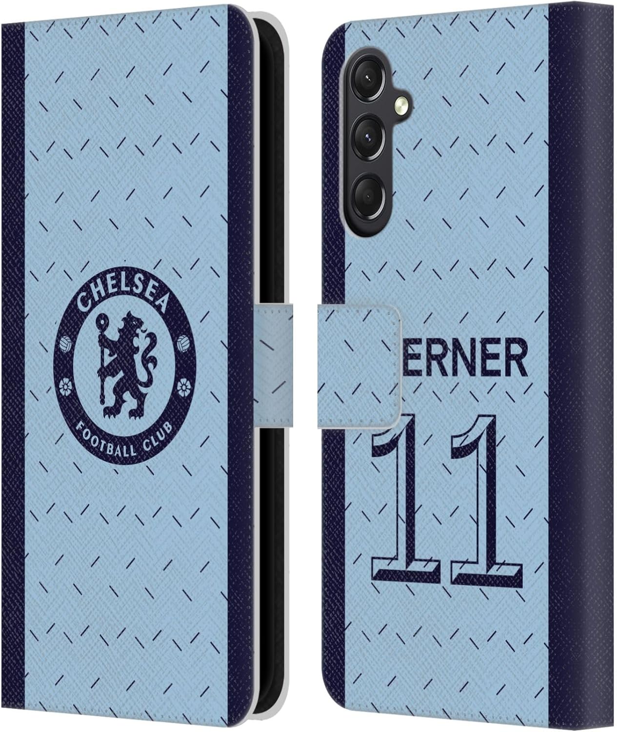 Head Case Designs Officially Licensed Chelsea Football Club Timo Werner 2020/21 Players Away Kit Group 1 Leather Book Flip Case Cover Compatible with Samsung Galaxy A24 4G / Galaxy M34 5G