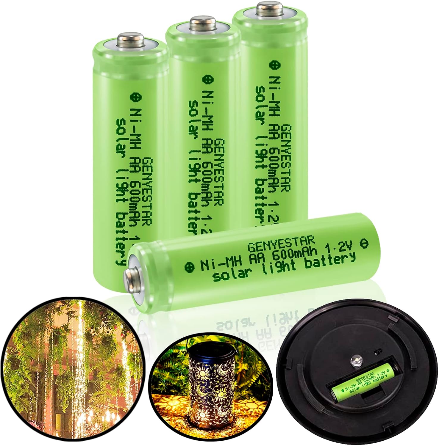 AA Solar Light Batteries Rechargeable AA Batteries NIMH 600mAh 1.2V Double A Rechargeable Battery for Garden Lawn Landscaping Solar Lamps Remotes