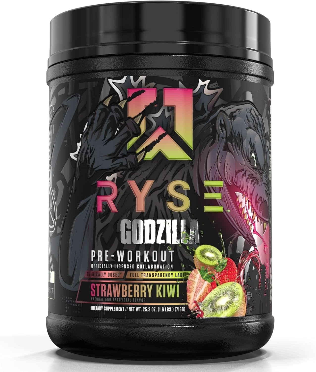 Ryse Noel Deyzel x Godzilla Pre Workout | Intense Pumps, Energy, & Focus | Citrulline & Beta Alanine | 400mg Total Caffeine | 40 Servings (Strawberry Kiwi)