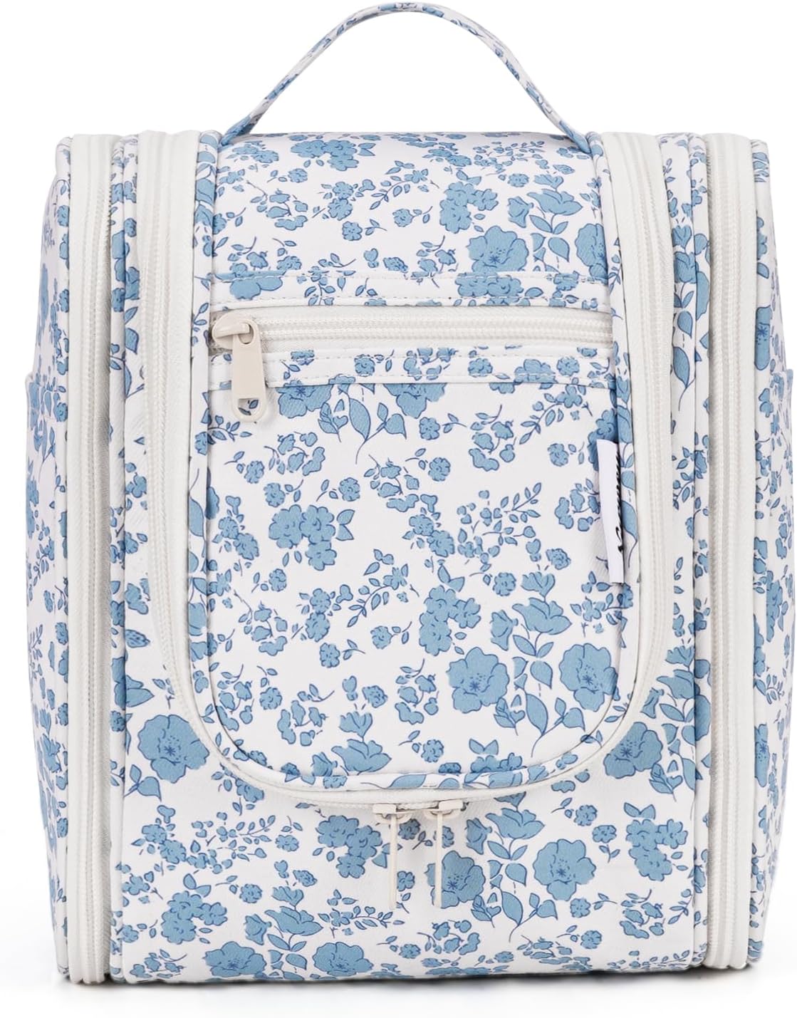 Narwey Hanging Toiletry Bag Women Travel Makeup Bag Organizer Toiletries Bag for Travel Size Essentials Accessories Cosmetics (Medium,Little Blue Flower)