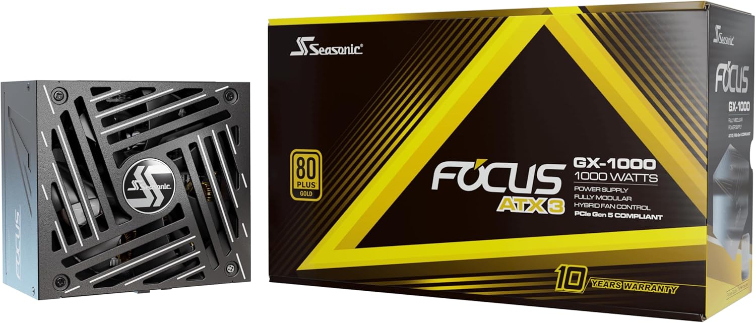 Seasonic Focus V4 GX-1000-1000W – 80+ Gold – Full-Modular – ATX Form Factor – Premium Japanese Capacitor – 10 Year Warranty – Nvidia RTX 30/40 Super & AMD GPU Compatible – (Ref. SRP-FGX102-A5A32SF)