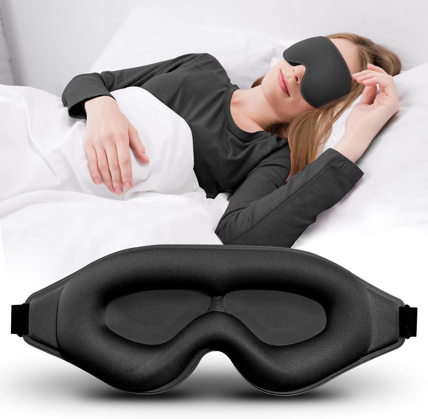 3D Advanced Eye Mask for Sleeping，Ultra Delicate Soft Skin Friendly Eye mask，100% Blackout Sleep Eye Mask for Sleep, Eyelash Extension Sleep mask，Sleeping Eye Masks for Men and Women