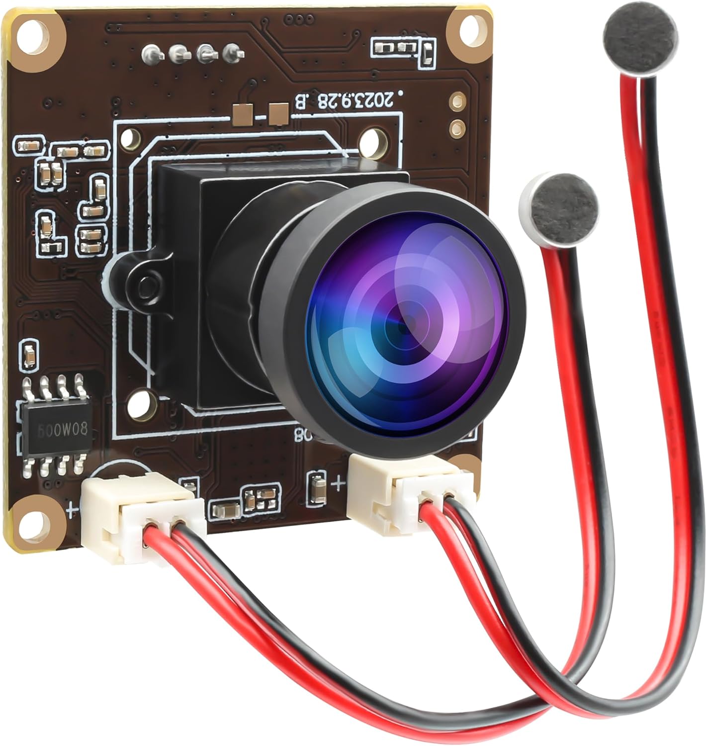 ELP 5mp USB Camera Module with Dual Microphone for Computer Mini Lightburn Camera for Laser Engraver UVC USB2.0 PC Camera 1944P USB Security Camera for Raspberry Pi (120° Low Distortion Lens)