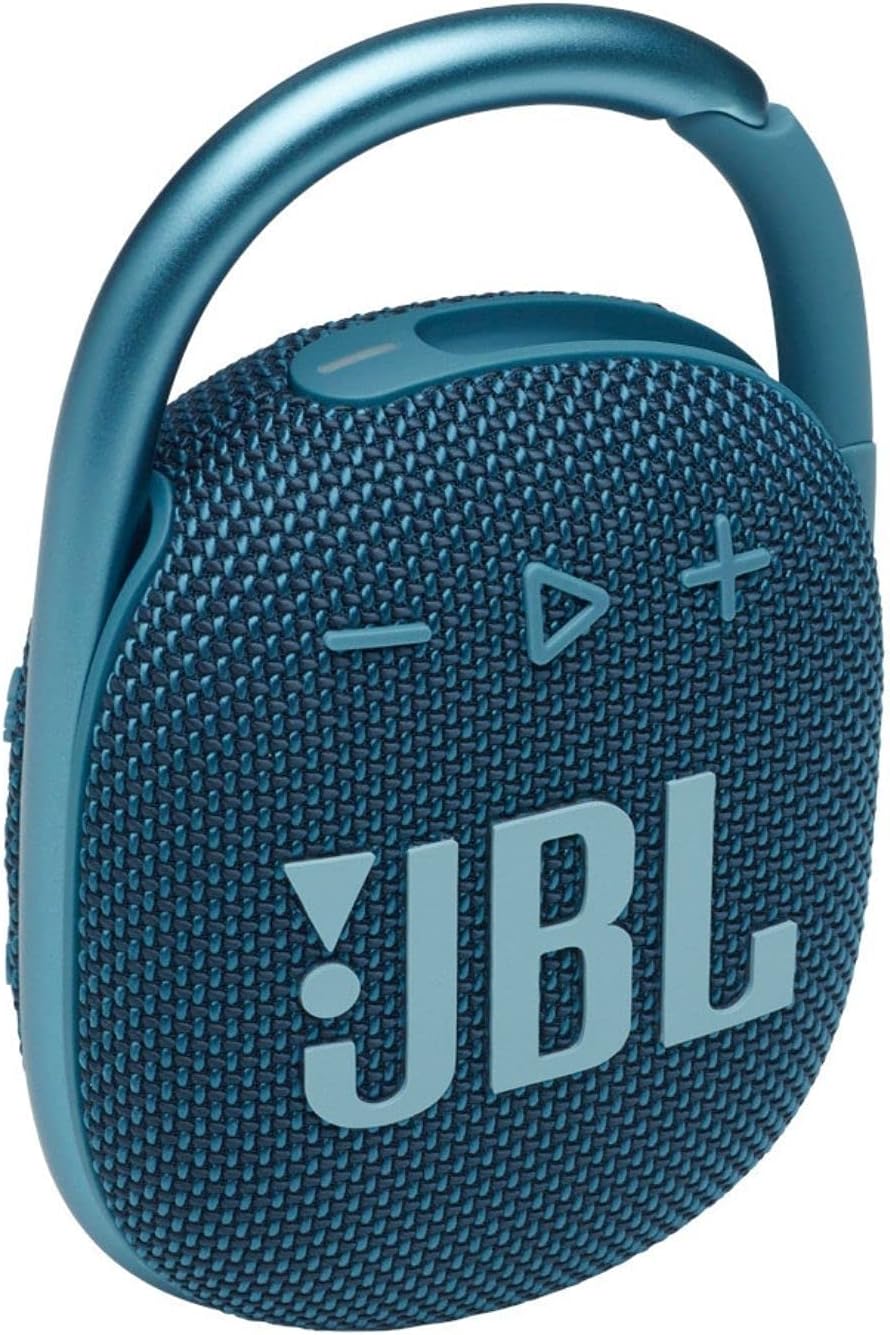 JBL Clip 4 – Portable Mini Bluetooth Speaker, big audio and punchy bass, integrated carabiner, IP67 waterproof and dustproof, 10 hours of playtime, speaker for home, outdoor and travel (Blue)