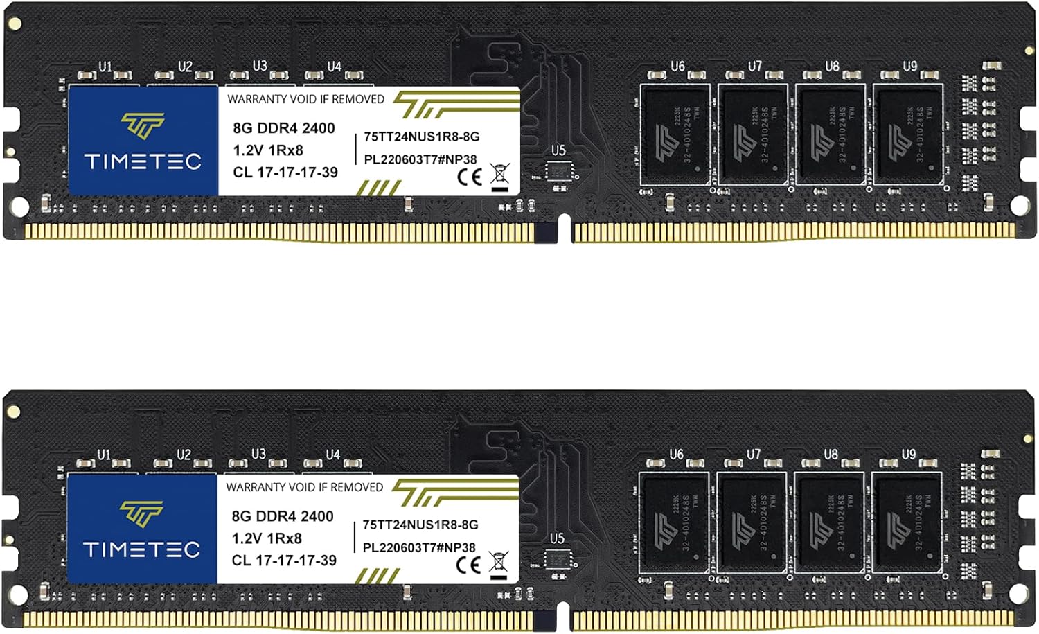 Timetec 16GB KIT(2x8GB) DDR4 2400MHz PC4-19200 Non-ECC Unbuffered 1.2V CL17 1Rx8 Single Rank 288 Pin UDIMM Desktop PC Computer Memory RAM Module Upgrade (16GB KIT(2x8GB))