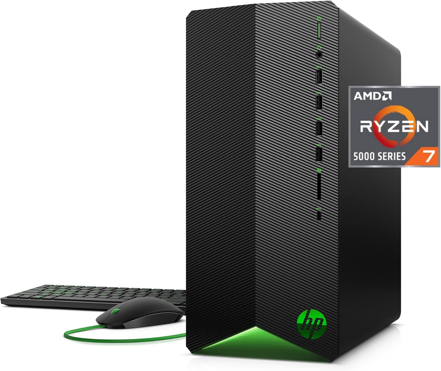 HP Pavilion AMD Radeon RX 6600XT, AMD Ryzen 7 5700G Processor, 16 GB RAM, 512 GB SSD, Windows 11 Home, Wi-Fi 5 & Bluetooth 4.2, 9 USB Ports, Pre-Built Gaming PC Tower (TG01-2070, 2021)