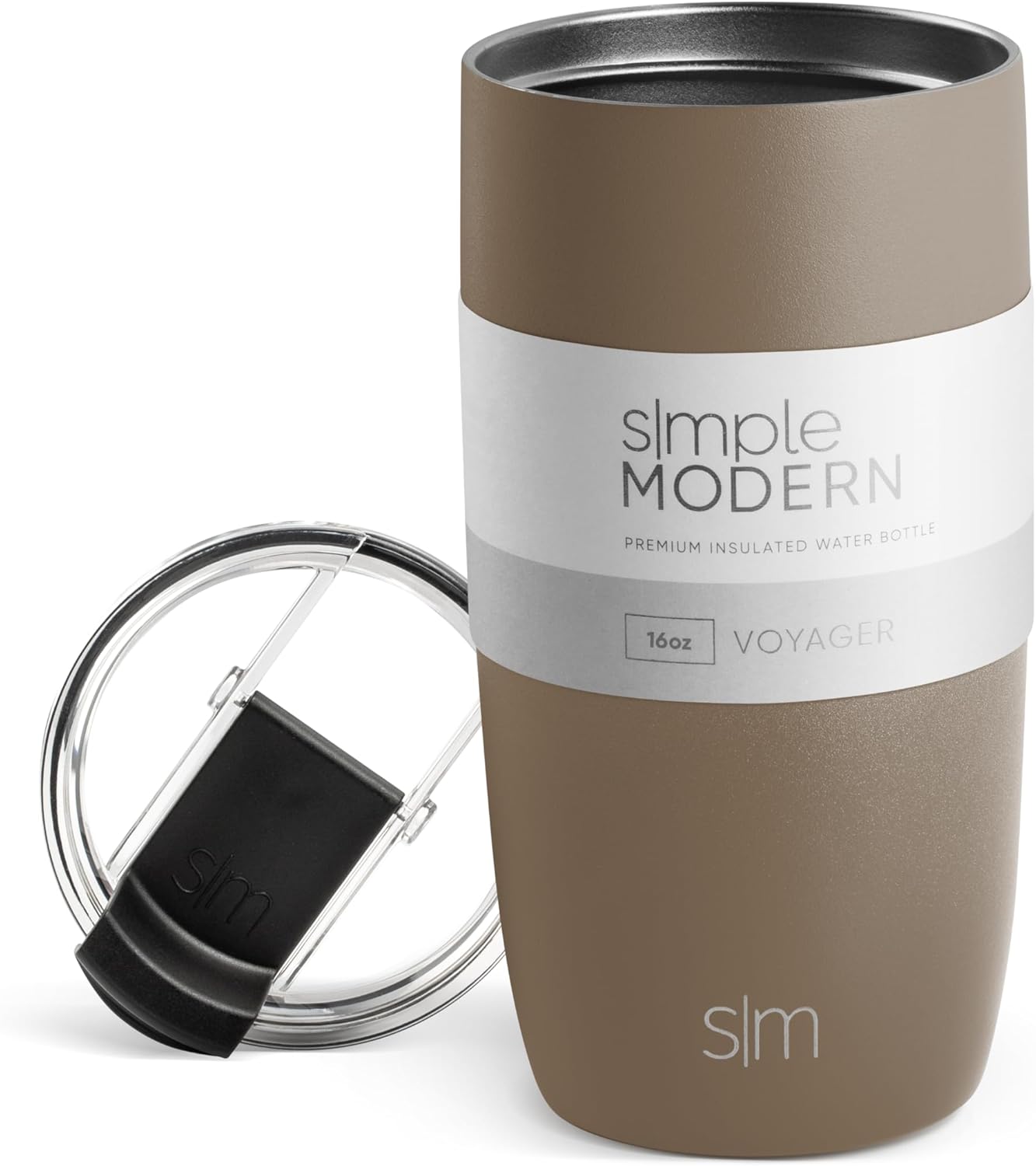 Simple Modern Travel Coffee Mug Tumbler with Flip Lid | Reusable Insulated Stainless Steel Cold Brew Iced Coffee Cup Thermos | Gifts for Women Men Him Her | Voyager Collection | 16oz | Hazelnut