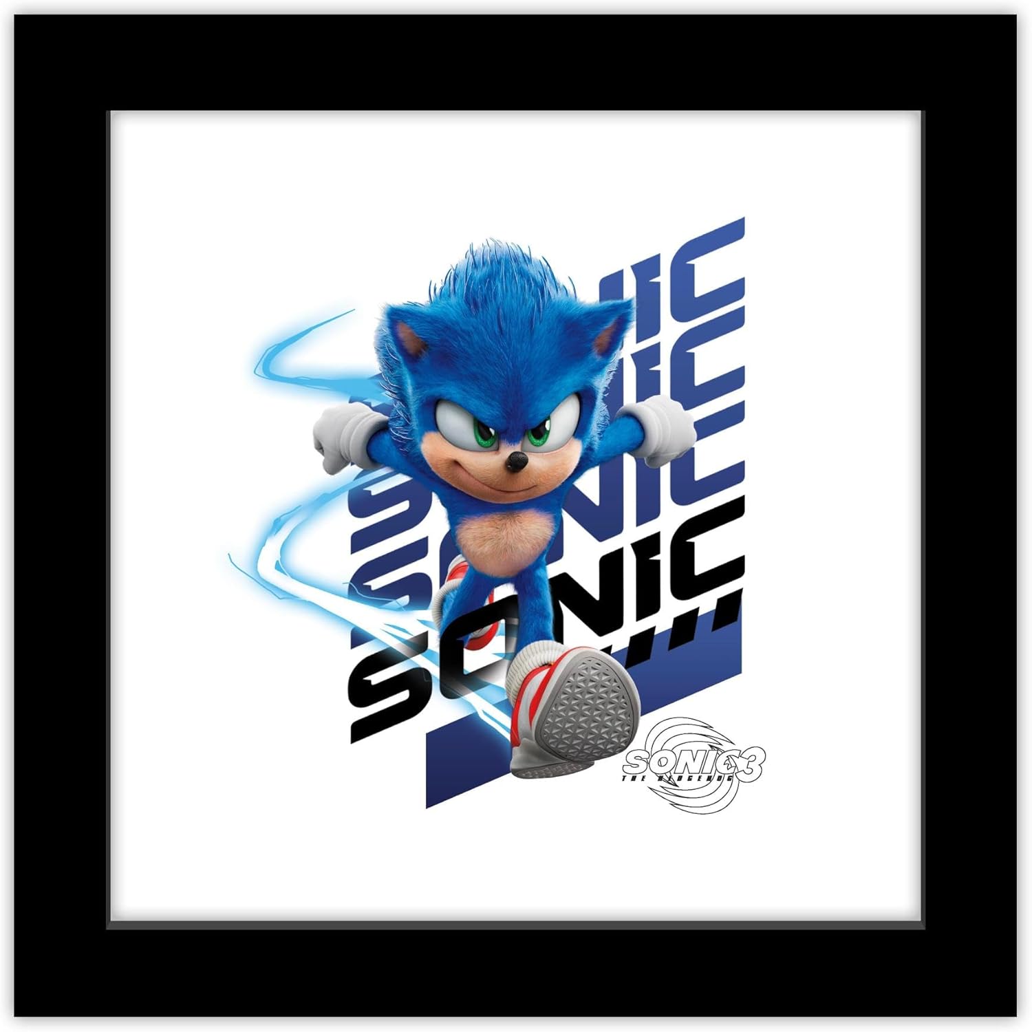 Trends International Gallery Pops Sonic the Hedgehog 3 – Sonic Graphic Wall Art, 12″ x 12″ Gallery Pops Wall Art, Black Framed Version