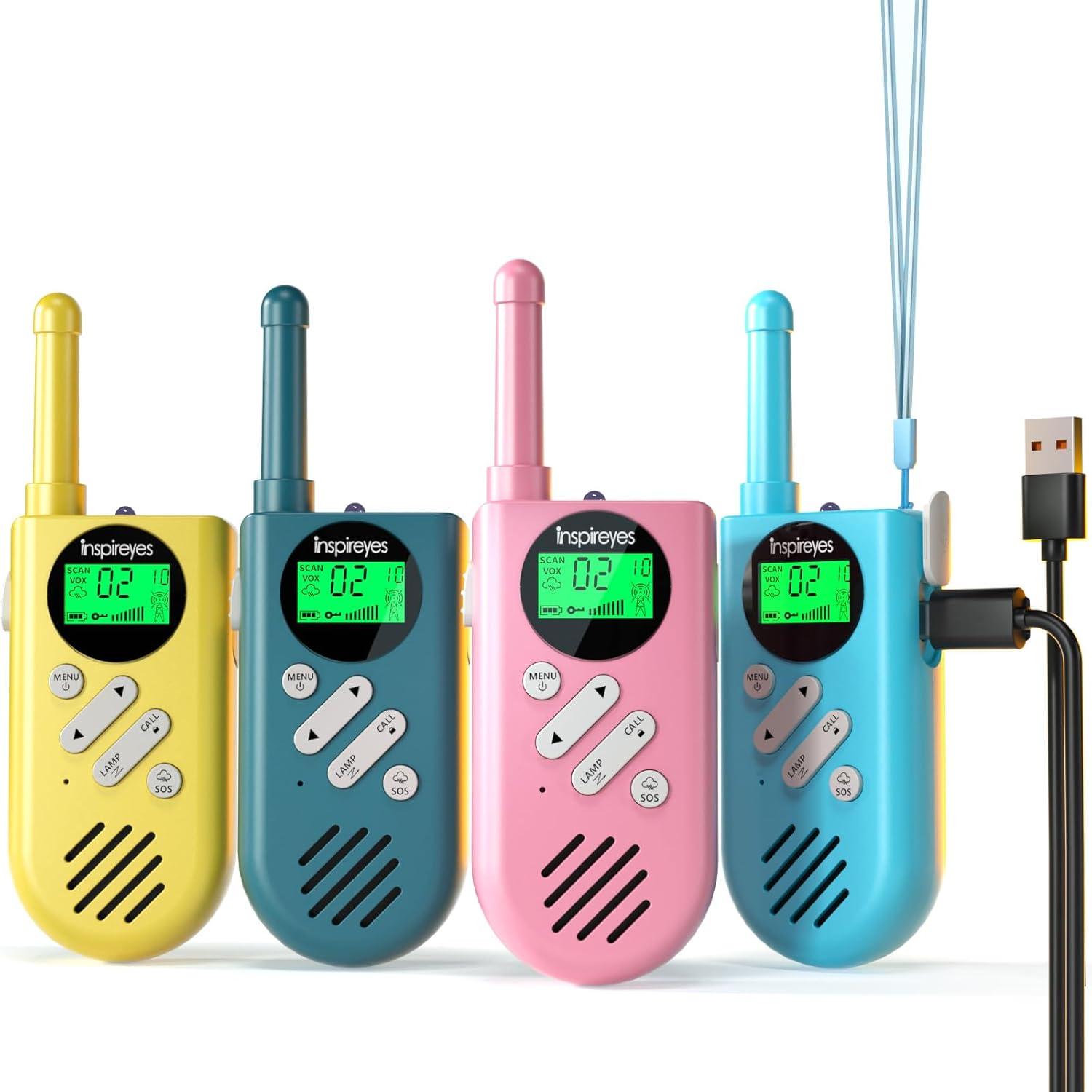 Walkie Talkies for Kids Rechargeable, 48 Hours Working Time 2 Way Radio Long Range, Outdoor Camping Games Toy Birthday Xmas Gift for Boys Age 8-12 3-5 Girls, 4 Pack