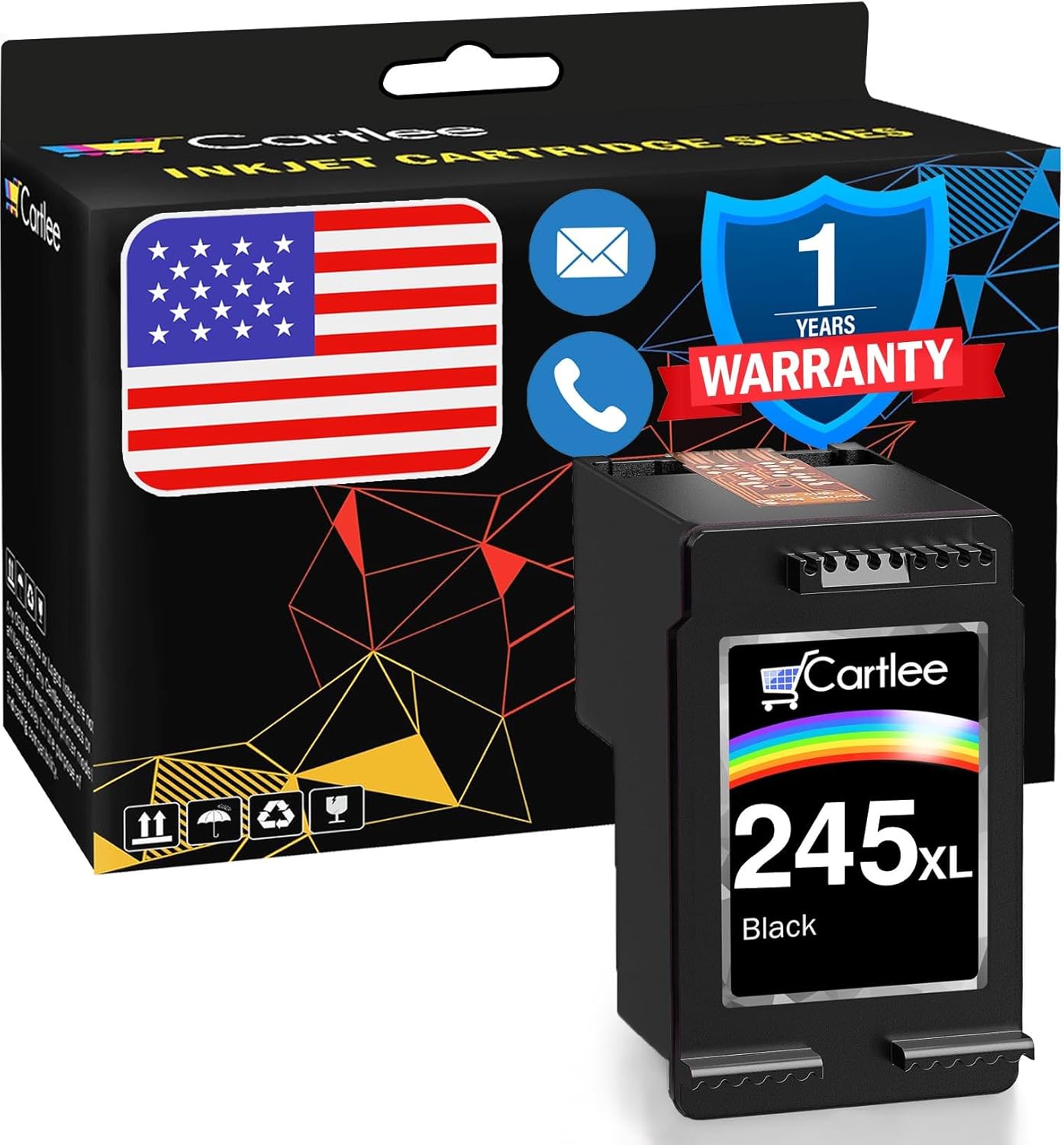 Cartlee Compatible Ink Cartridge Replacement for Canon Ink 245 for Canon PG 245xl Ink Cartridge for iP2820 MG2420 MG2920 MG2922 MG2520 MG2924 MX492 (1 Black)