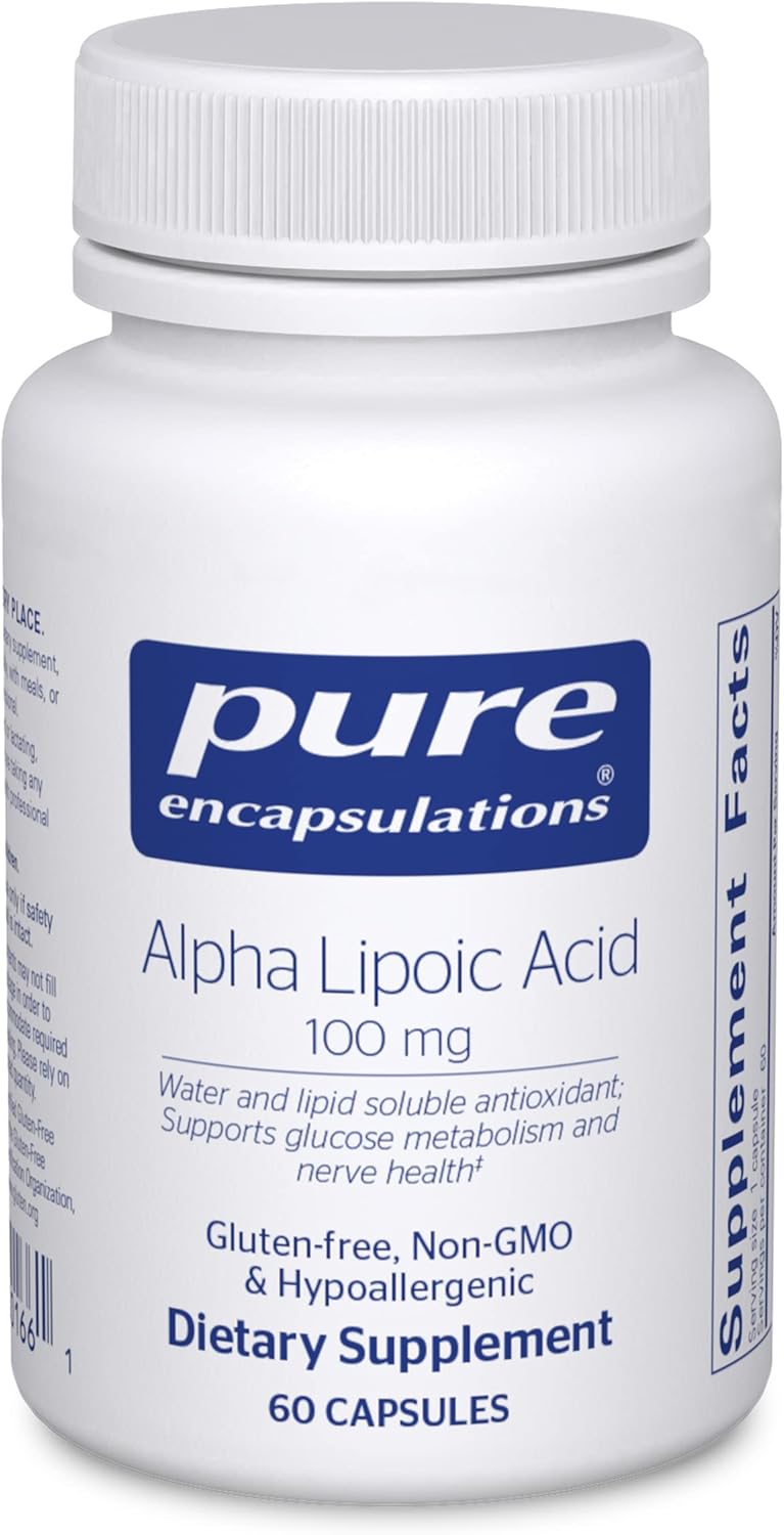 Pure Encapsulations Alpha Lipoic Acid 100 mg | ALA Supplement for Liver Support, Antioxidants, Nerve and Cardiovascular Health, Free Radicals, and Carbohydrate Support* | 60 Capsules