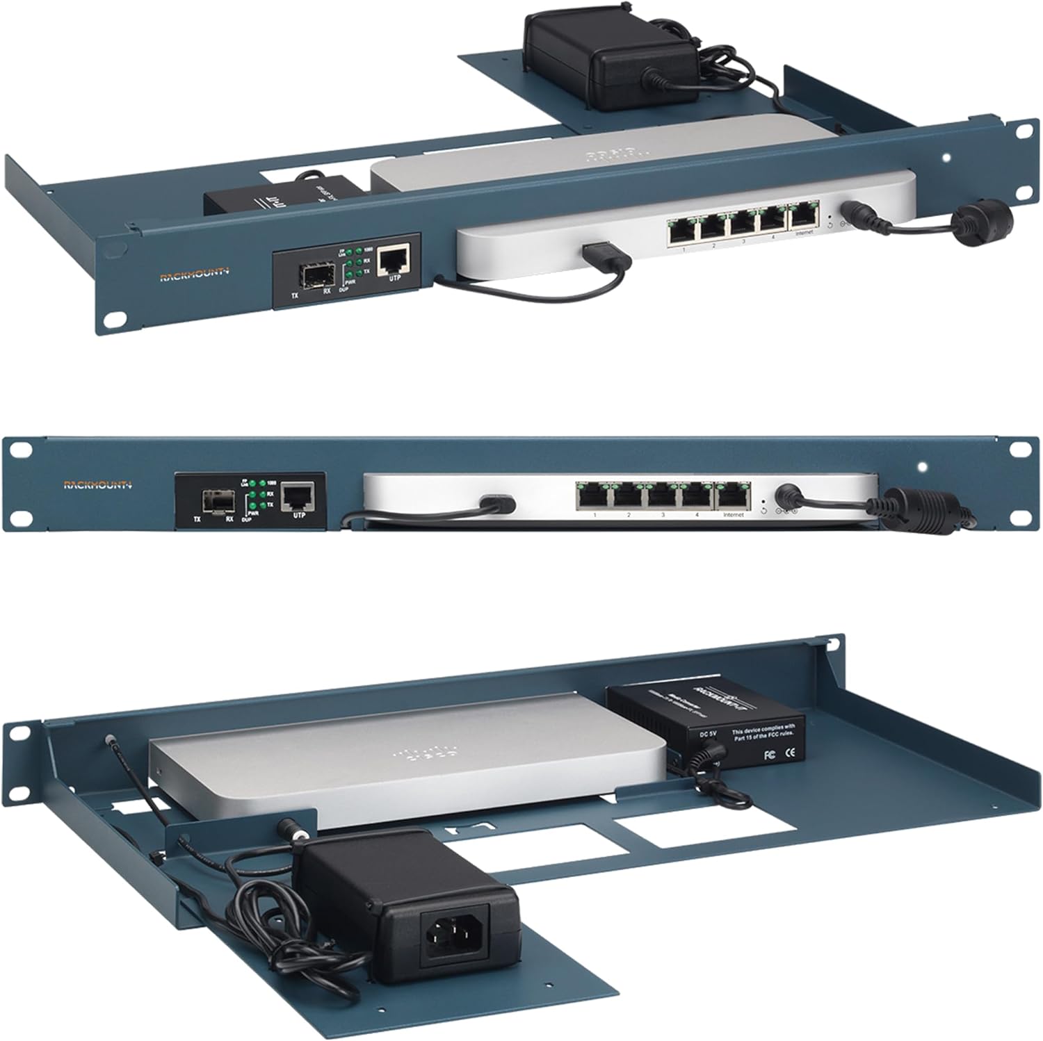 Cisco Meraki Firewall Appliance Rack Mount – 1U Server Rack Shelf with Easy Access Front Network Connections, Properly Vented, Customized 19 Inch Rack – RM-CI-T4-MC by Rackmount.IT