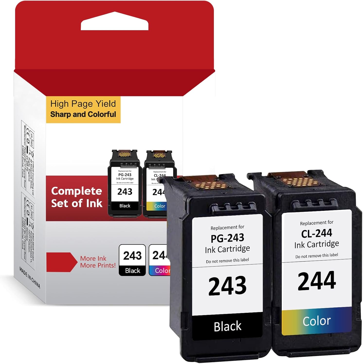 Printer Ink 243 244 for Canon 245 246, High Yield for Canon Ink PG-243 CL-244,for Canon TS3420 Ink Cartridges,fit for Canon Pixma MX492 MX490 MG3022 MG2920 MG2522 TR4520 TS3122 TS202 Printer (2 Pack).