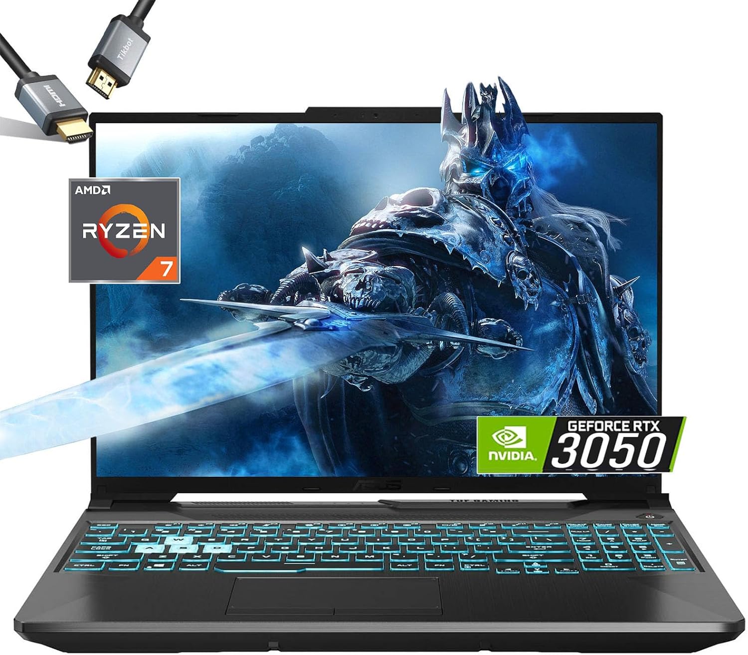 ASUS TUF Gaming Laptop 2024 – AMD Ryzen 7 7735HS Beat i7-12650H – RTX 3050 – Backlit Keyboard RGB – 15.6″ FHD Display 144Hz – 32GB DDR5 RAM – 1TB PCIe SSD – Gaming PC – HDMI Cable