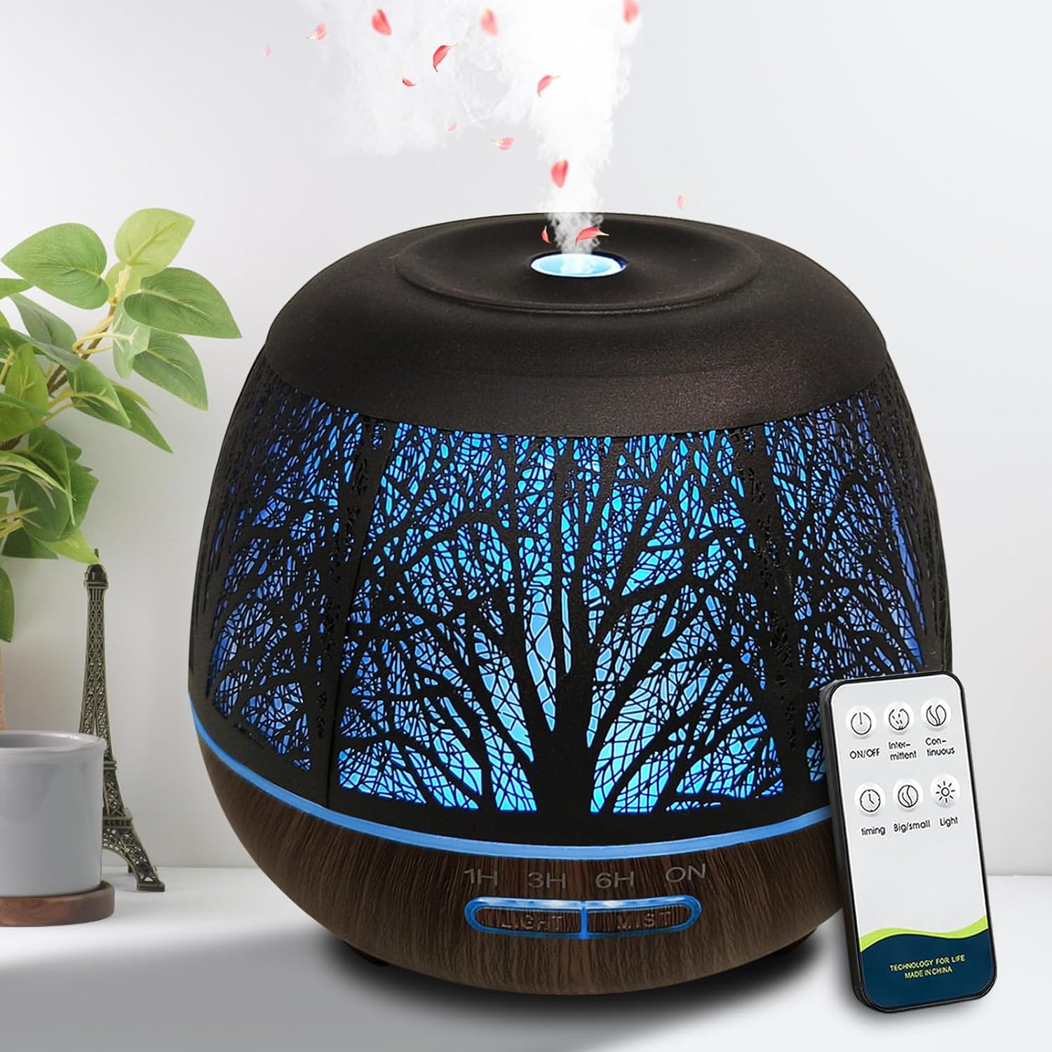 Diffusers for Essential Oils Large Room 400ml,Essential Oil Diffuser for Home with R/C,Cool Mist Humidifiers for Bedroom,7 Colors Changed & 3 Mist Mode Waterless Auto Off for Office