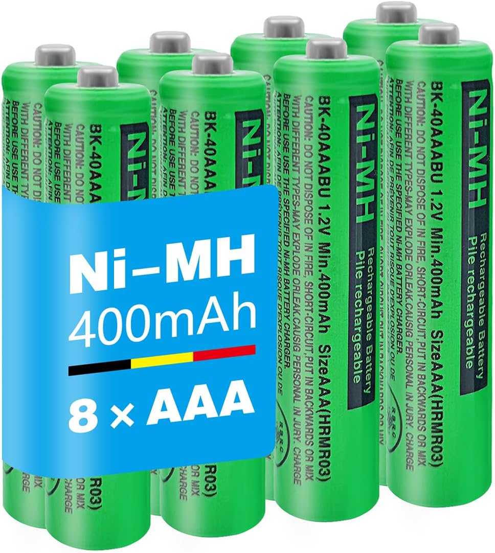 8 Pack 400mAh BK-40AAABU Ni-MH AAA Rechargeable Battery for Panasonic, 1.2V BK-40AAABU 400mah AAA Rechargeable Batteries for Panasonic Cordless Phones, Electronics