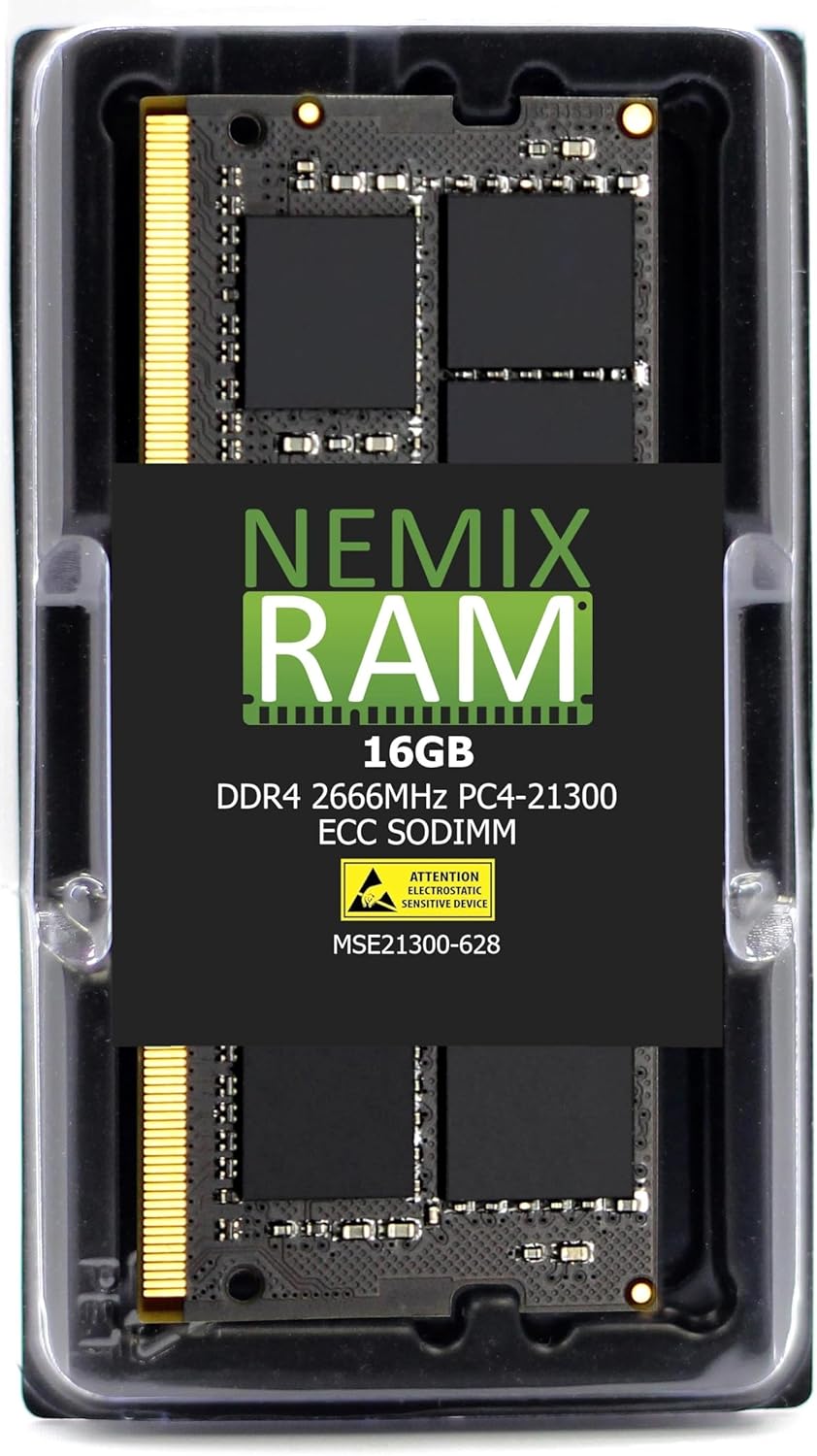 NEMIX RAM 16GB (1X16GB) DDR4 2666MHZ PC4-21300 2Rx8 1.2V 260-PIN ECC Unbuffered SODIMM Compatible with Synology D4ES01-16G NAS Memory