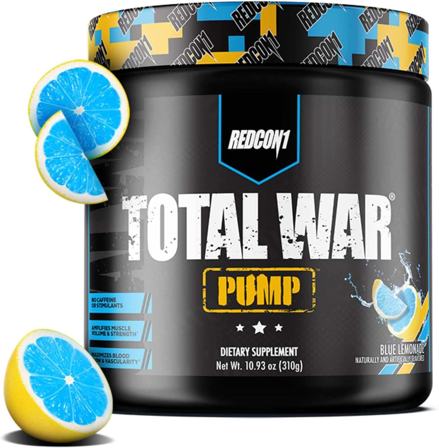 REDCON1 Non Stim & Caffeine Free Pre Workout Powder for Women & Men – Total War Pump – with L-Citrulline, Beta Alanine & More – Workout at Any Time of Day – Blue Lemonade (10.93 oz)